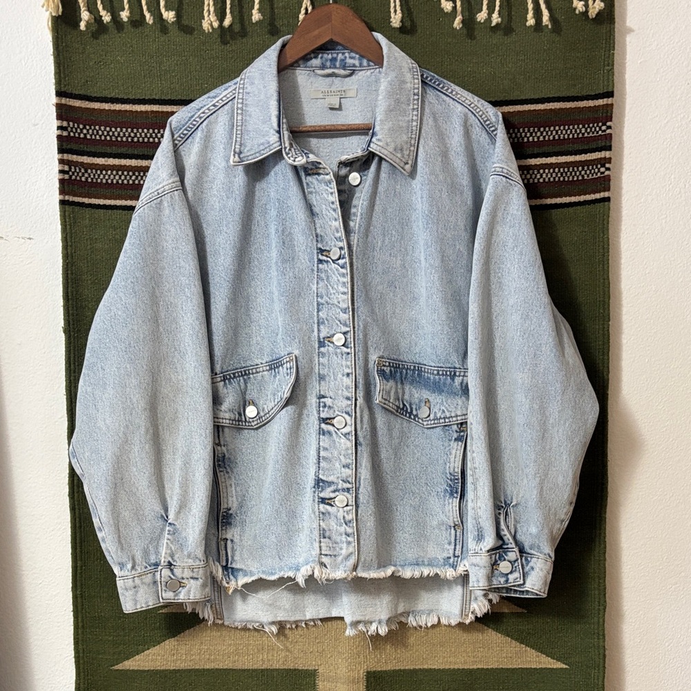 AllSaints Light Wash Denim Jean Jacket - Picture 2 of 12
